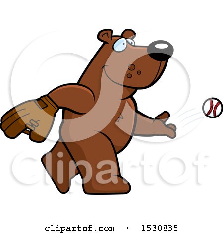 Clipart of a Cartoon Bear Baseball Pitcher - Royalty Free Vector Illustration by Cory Thoman