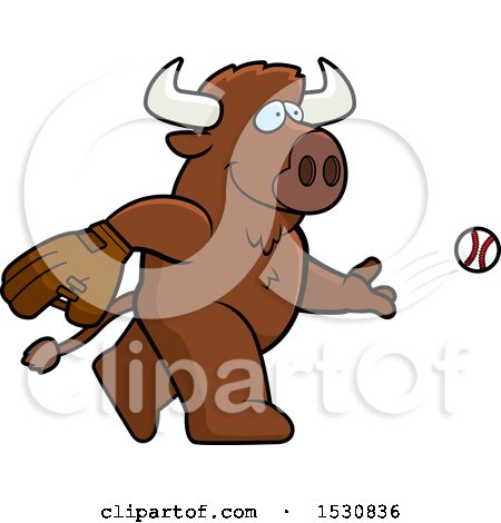 Clipart of a Cartoon Buffalo Baseball Pitcher - Royalty Free Vector Illustration by Cory Thoman