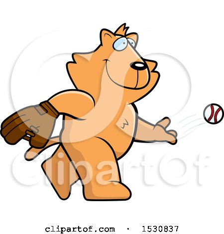 Clipart of a Cartoon Orange Cat Baseball Pitcher - Royalty Free Vector Illustration by Cory Thoman