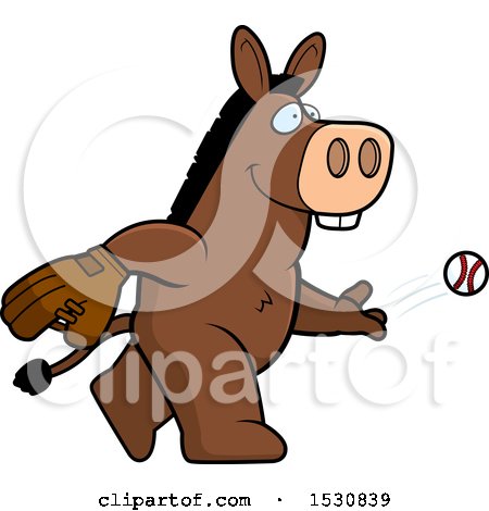 Clipart of a Cartoon Donkey Baseball Pitcher - Royalty Free Vector Illustration by Cory Thoman