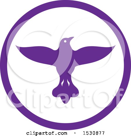 Clipart of a Flying Purple Dove in a Circle - Royalty Free Vector Illustration by patrimonio