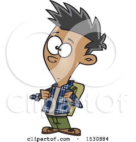 Clipart of a Cartoon Casual Teenage Boy Wearing a Backpack - Royalty Free Vector Illustration by toonaday