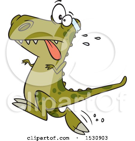 Clipart of a Cartoon Tyrannosaurus Rex Dinosaur Jogging - Royalty Free Vector Illustration by toonaday