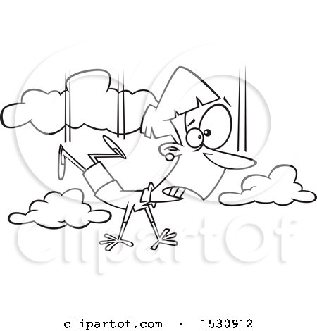 Clipart of a Cartoon Outline Woman Falling and Taking a Leap of Faith - Royalty Free Vector Illustration by toonaday