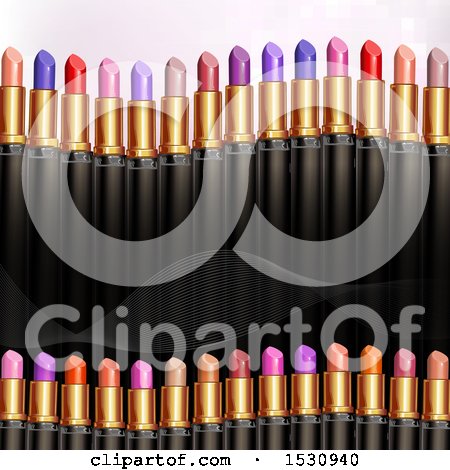 Clipart of a Background with Lipstick Tubes - Royalty Free Vector Illustration by merlinul