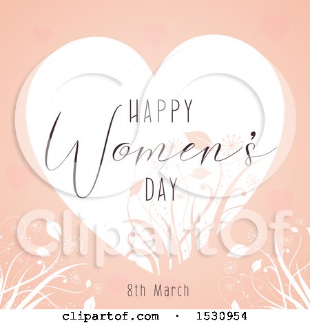 Clipart of a Happy Womens Day Design with a Heart and Vines - Royalty Free Vector Illustration by KJ Pargeter