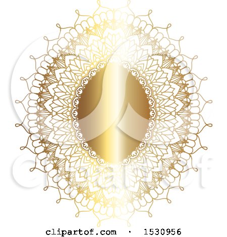 Clipart of a Gradient Golden Ornate Frame - Royalty Free Vector Illustration by KJ Pargeter