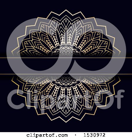 Clipart of a Golden Mandala Design with a Text Bar on Black - Royalty Free Vector Illustration by KJ Pargeter