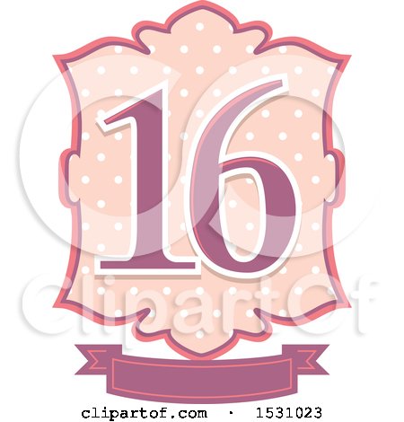 Clipart of a Number Sixteen Design with Polka Dots - Royalty Free Vector Illustration by BNP Design Studio