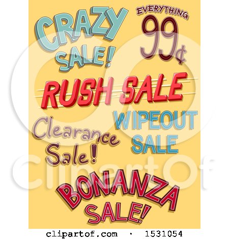 Clipart of Sale Labels on Yellow - Royalty Free Vector Illustration by BNP Design Studio