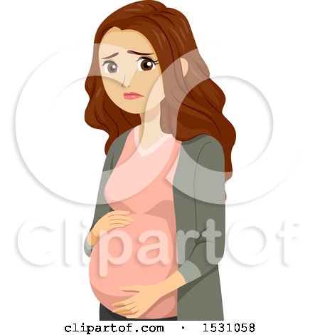Clipart of a Sad Pregnant Teen Girl - Royalty Free Vector Illustration by BNP Design Studio