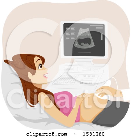 Clipart of a Pregnant Teen Girl Getting an Ultrasound - Royalty Free Vector Illustration by BNP Design Studio