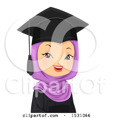 Clipart of a Happy Female Muslim Graduate - Royalty Free Vector Illustration by BNP Design Studio