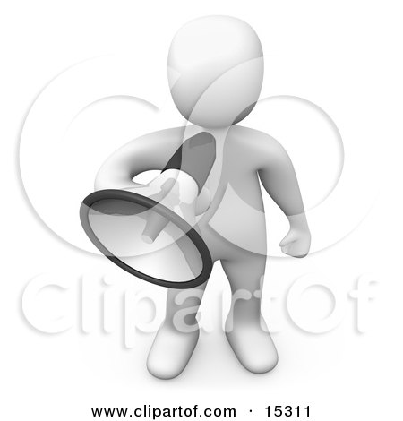 White Person Speaking Through A Megaphone Clipart Illustration Image by 3poD