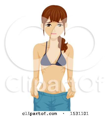Clipart of an Underweight Teen Girl in Loose Pants and a Bra - Royalty Free Vector Illustration by BNP Design Studio