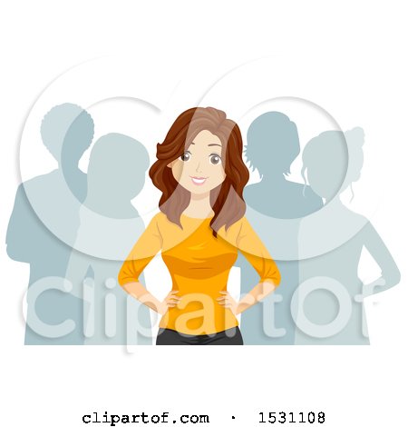 Clipart of a Teen Girl Leading a Group - Royalty Free Vector Illustration by BNP Design Studio