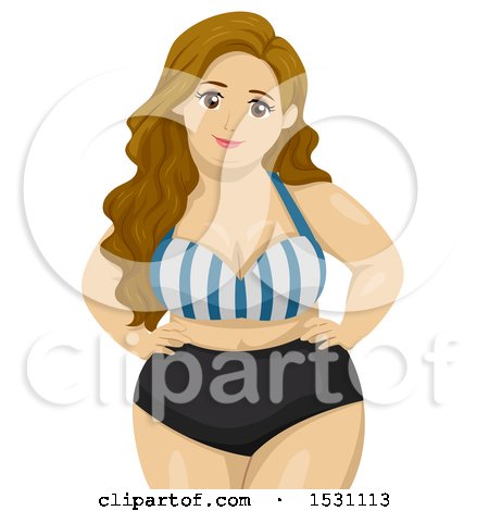 Clipart of a Chubby Teen Girl in a Bikini - Royalty Free Vector Illustration by BNP Design Studio