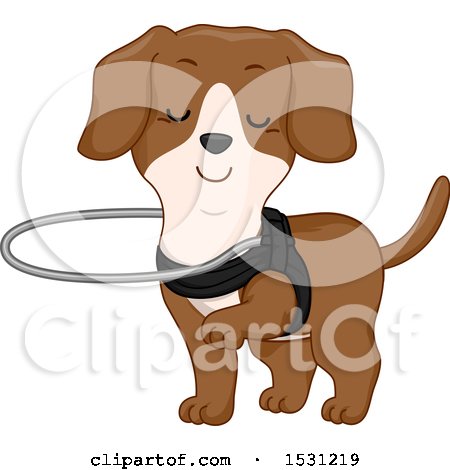 Clipart of a Blind Dog Wearing a Harness - Royalty Free Vector Illustration by BNP Design Studio