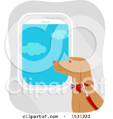Clipart of a Dog Traveling on an Airplane - Royalty Free Vector Illustration by BNP Design Studio