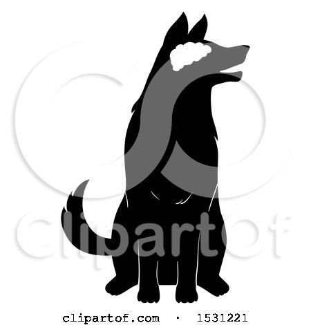 Clipart of a Silhouetted Dog with Visible Brain - Royalty Free Vector Illustration by BNP Design Studio