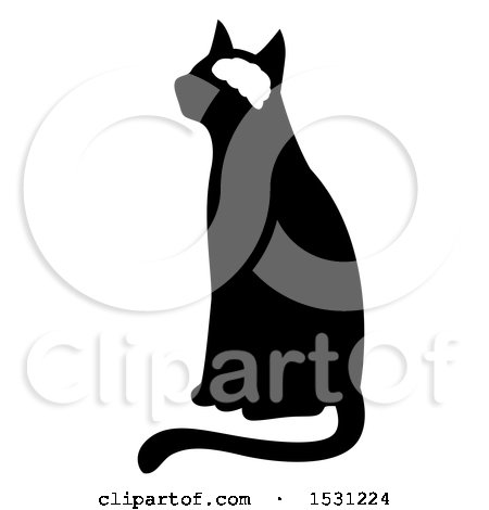 Clipart of a Silhouetted Cat with Visible Brain - Royalty Free Vector Illustration by BNP Design Studio