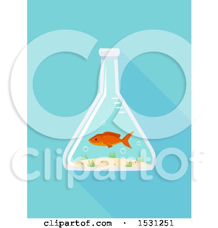 Clipart of a Fish in an Erlenmeyer Flask - Royalty Free Vector Illustration by BNP Design Studio