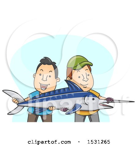 Clipart of Men Holding a Sailfish - Royalty Free Vector Illustration by BNP Design Studio