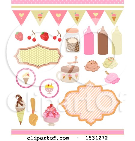 Clipart of Ice Crream and Toppings - Royalty Free Vector Illustration by BNP Design Studio