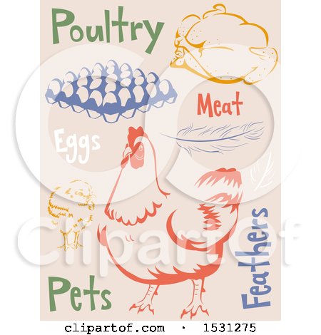 Clipart of Chicken Agriculture Labels - Royalty Free Vector Illustration by BNP Design Studio