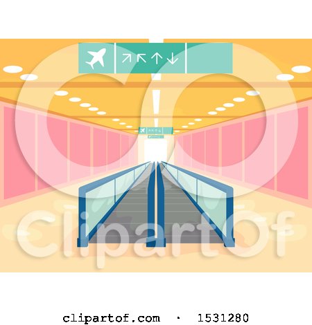 Clipart of a Walkalator Moving Walkway in an Airport - Royalty Free Vector Illustration by BNP Design Studio