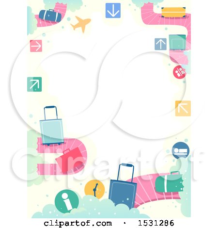 Clipart of a Border of Baggage and Carousels - Royalty Free Vector Illustration by BNP Design Studio