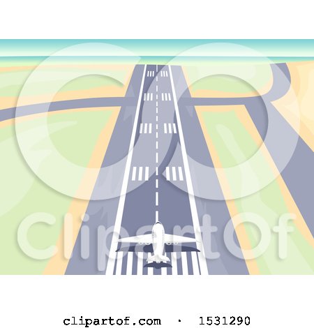 Clipart of a Plane Ready for Take off on a Runway - Royalty Free Vector Illustration by BNP Design Studio