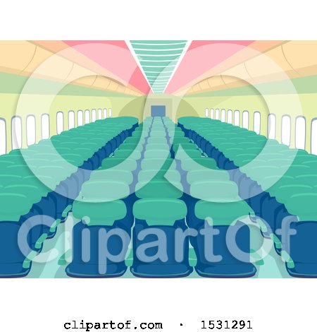 Clipart of Rows of Seating in an Airplane - Royalty Free Vector Illustration by BNP Design Studio