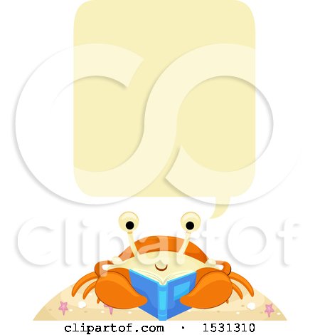 Clipart of a Crab Talking and Reading a Book - Royalty Free Vector Illustration by BNP Design Studio