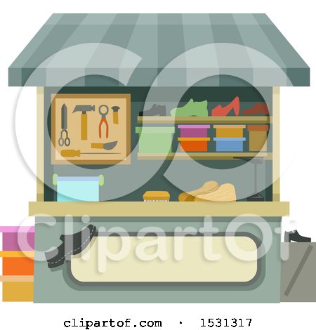 Clipart of a Shoe Repair Stand - Royalty Free Vector Illustration by BNP Design Studio