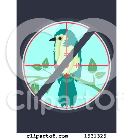Clipart of a Prohibited Symbol over Target on a Bird - Royalty Free Vector Illustration by BNP Design Studio