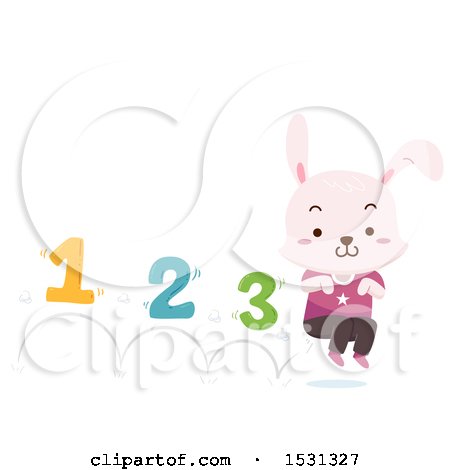 Clipart of a Bunny Rabbit Hopping with Numbers - Royalty Free Vector Illustration by BNP Design Studio