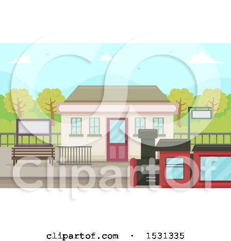 Clipart of a Train Station - Royalty Free Vector Illustration by BNP Design Studio