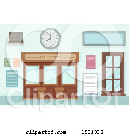 Clipart of a Ticket Office at a Train Station - Royalty Free Vector Illustration by BNP Design Studio