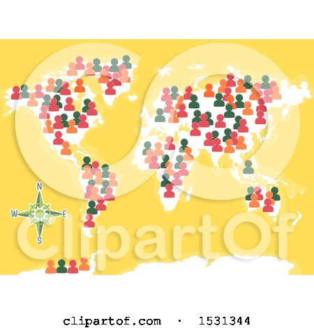 Clipart of a World Map with People Icons - Royalty Free Vector Illustration by BNP Design Studio