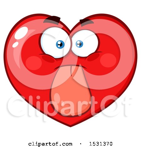 Clipart of a Red Love Heart Character Sticking His Tongue out - Royalty Free Vector Illustration by Hit Toon