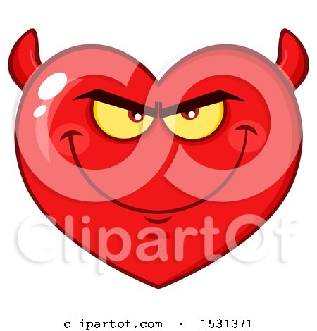 Clipart of a Devil Red Love Heart Character - Royalty Free Vector Illustration by Hit Toon