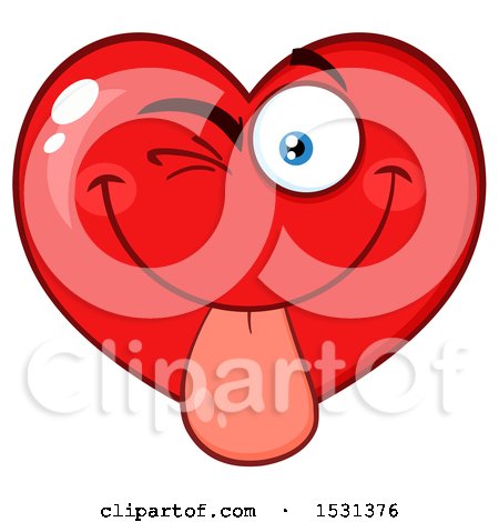 Clipart of a Red Love Heart Character Sticking His Tongue out - Royalty Free Vector Illustration by Hit Toon