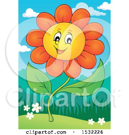 Clipart of a Cheerful Daisy Flower Character - Royalty Free Vector Illustration by visekart