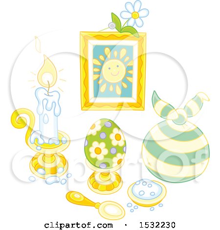 Clipart of a Still Life of Easter Holiday Items - Royalty Free Vector Illustration by Alex Bannykh