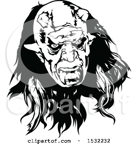 Clipart of a Black and White Devil - Royalty Free Vector Illustration by dero
