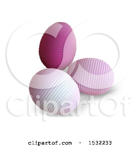 Clipart of 3d Pink Easter Eggs, on a Shaded White Background - Royalty Free Vector Illustration by dero