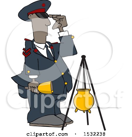 Clipart of a Soldier Bell Ringer Saluting - Royalty Free Vector Illustration by djart