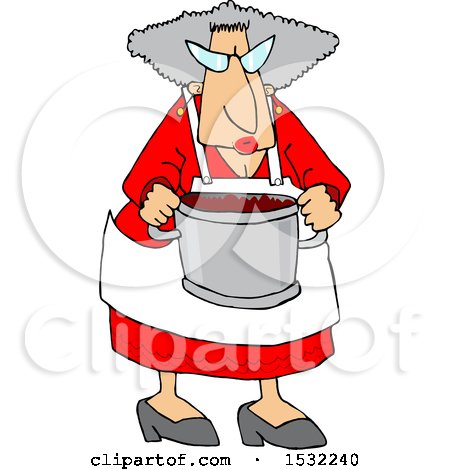 Clipart of a Cool Granny Cooking and Holding a Pot of Food - Royalty Free Vector Illustration by djart
