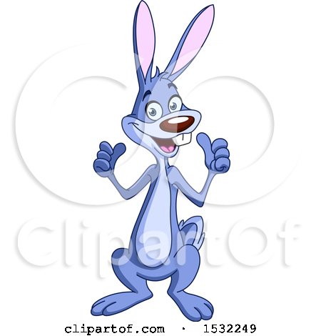 Clipart of a Cartoon Happy Bunny Rabbit Holding up Two Thumbs - Royalty Free Vector Illustration by yayayoyo